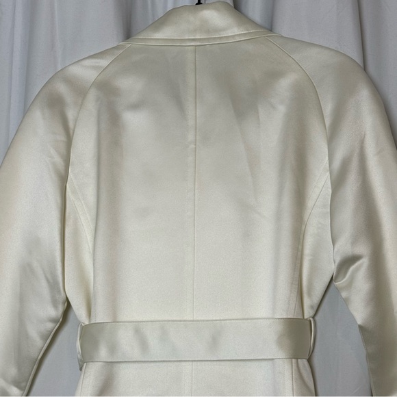 INC White Satin Trench Coat Double Breasted Belted Petite Small NWT - Picture 7 of 16